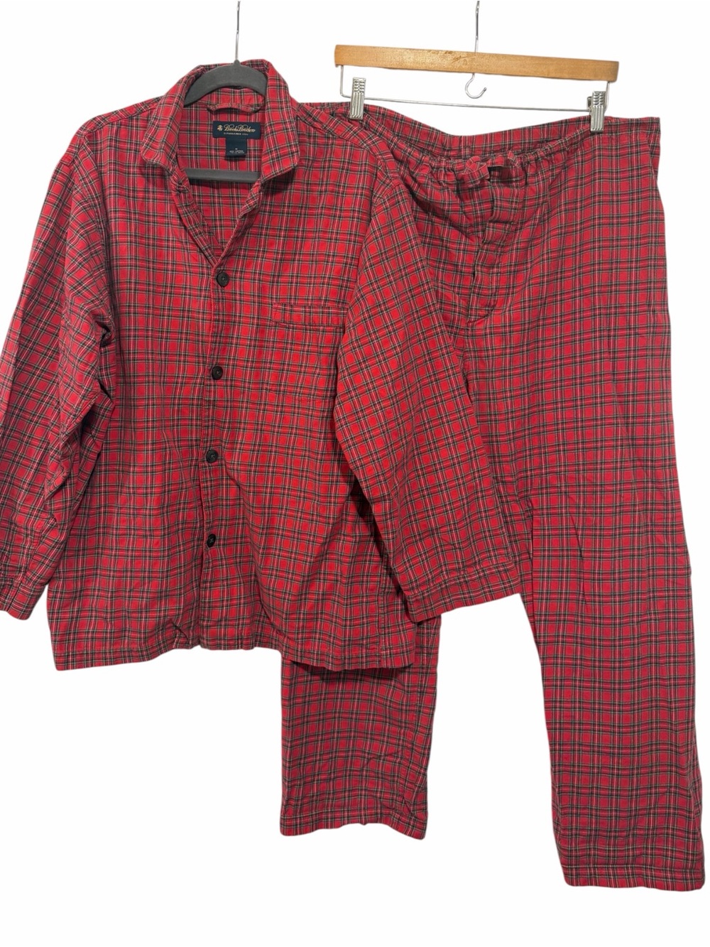 Brooks Brothers Cotton Red Plaid Pajama Set Men's Medium Long Sleeve 2 Piece